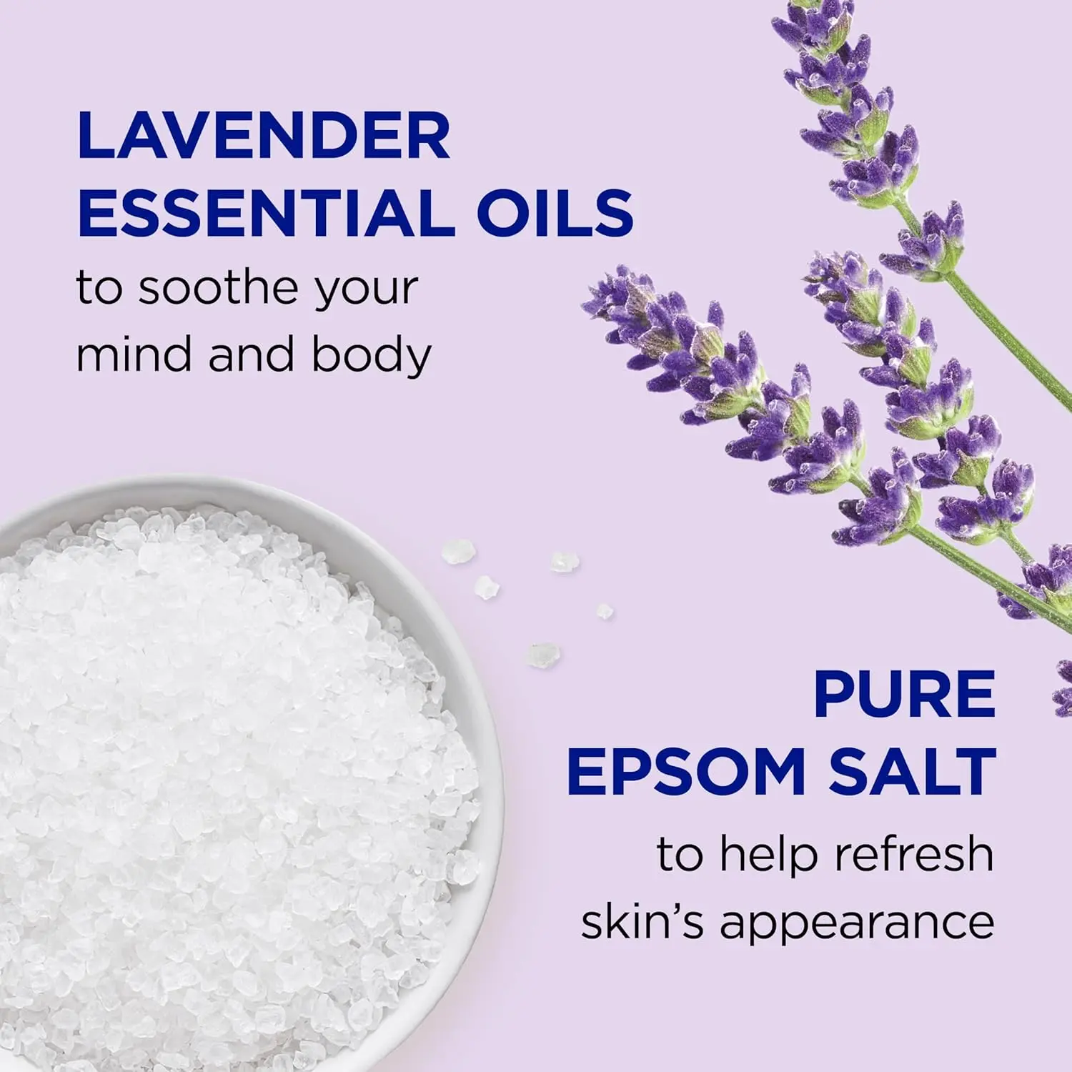 Dr Teal's Soothe & Sleep Lavender foaming bath with pure Epsom salt is infused with essential oils to gently cleanse, refresh skin, and promote relaxation.