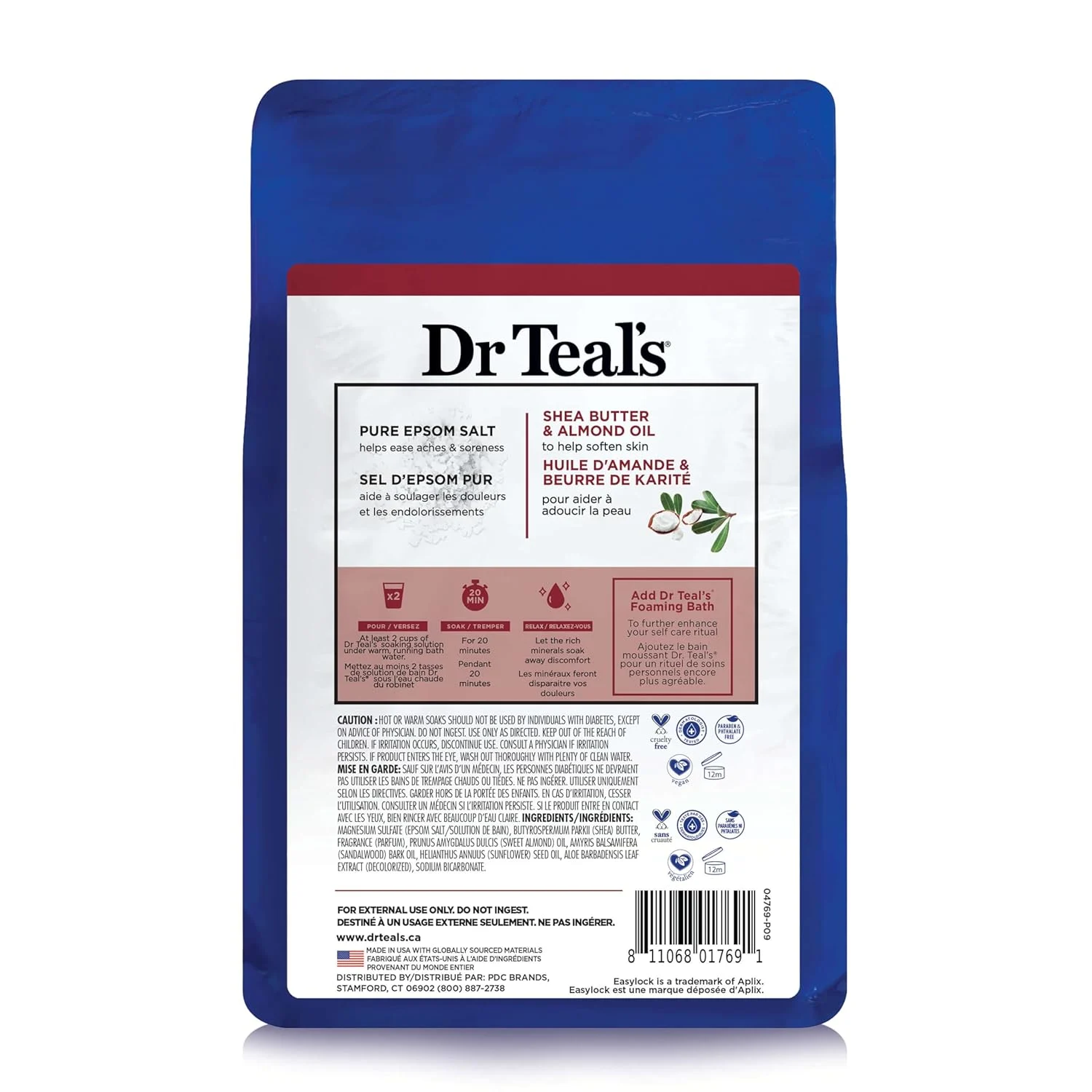 Dr Teal's Shea & Almond Epsom Salt Bath Soak, 1.36Kg - Image 2