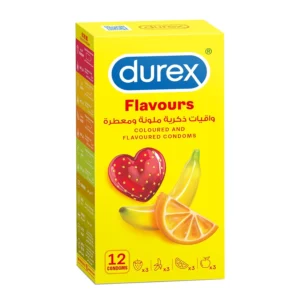 Durex Flavored Condoms - Strawberry, Banana, More - 12 Count