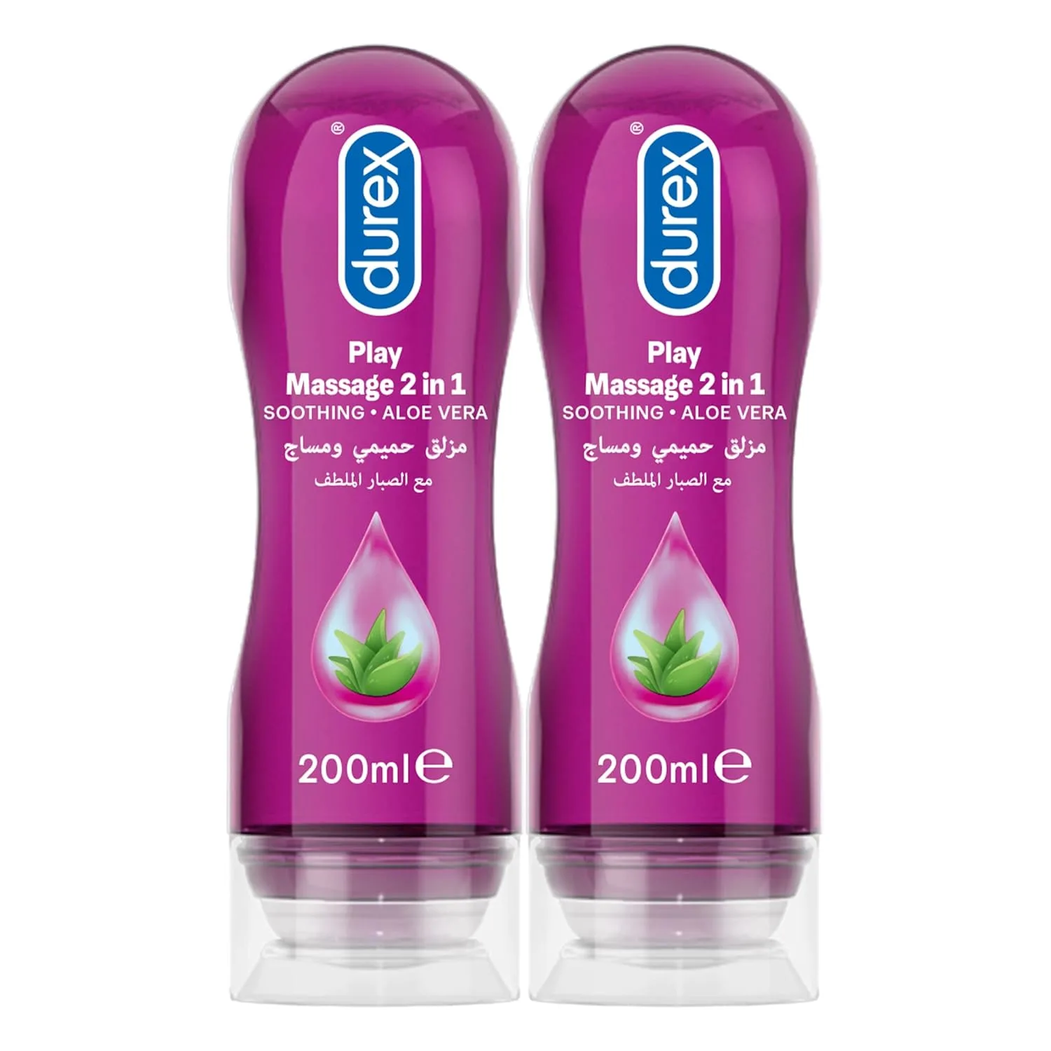 Durex Play Soothing Massage Lube, Aloe Vera - 2x200ml