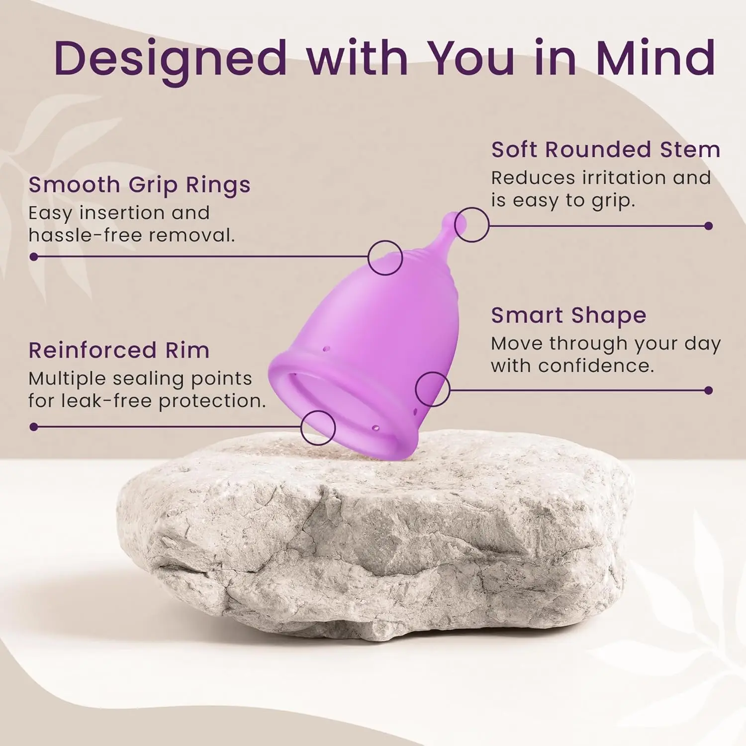 EcoBlossom menstrual cup kit offers a sustainable and leak-proof alternative to tampons and pads for up to 12 hours of comfortable, interruption-free period protection.