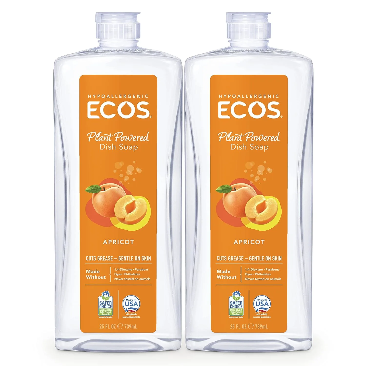 ECOS Dish Soap Apricot - 2 x 25 oz Bottles