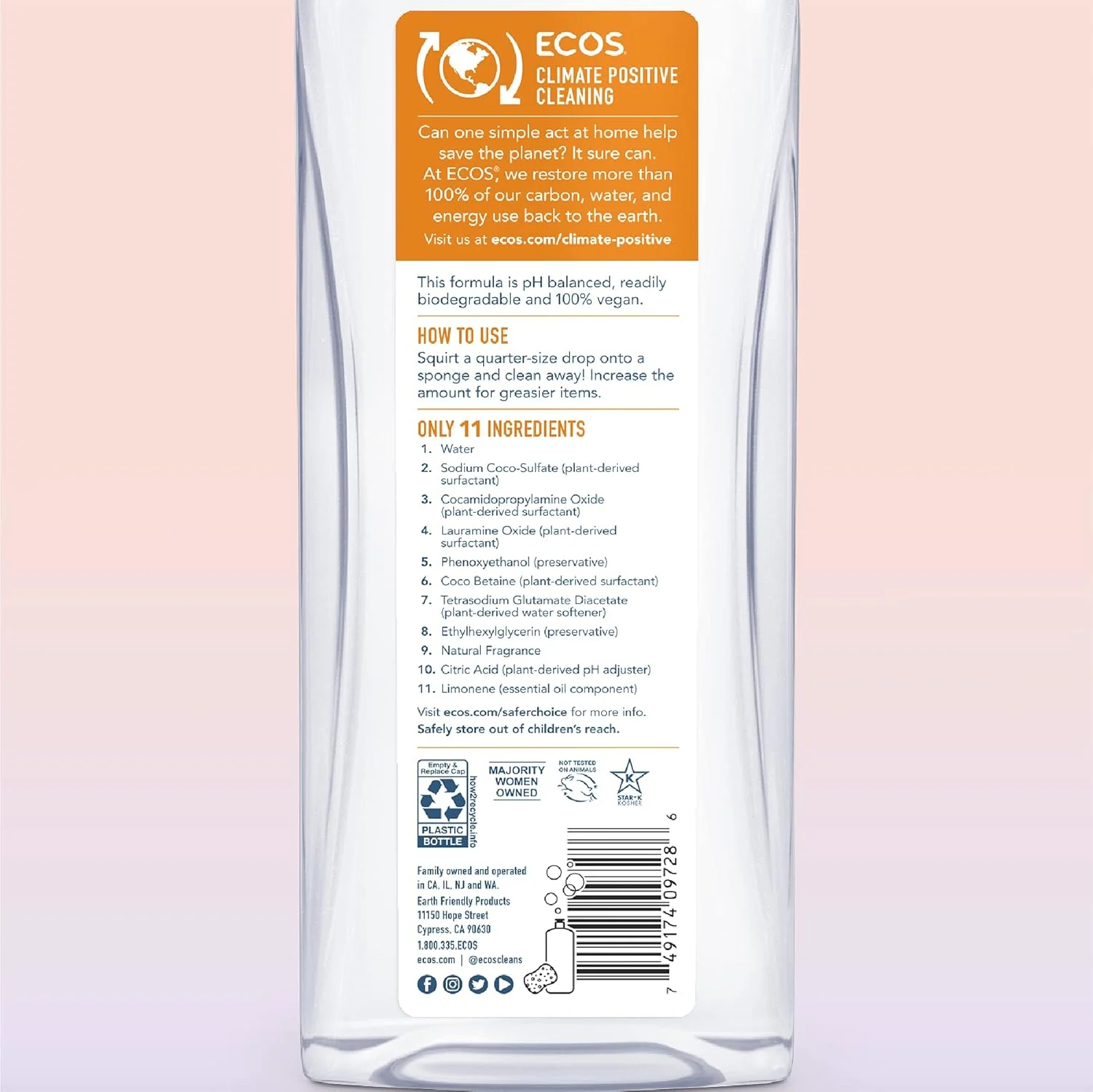 ECOS Dish Soap Apricot - 2 x 25 oz Bottles - Image 5