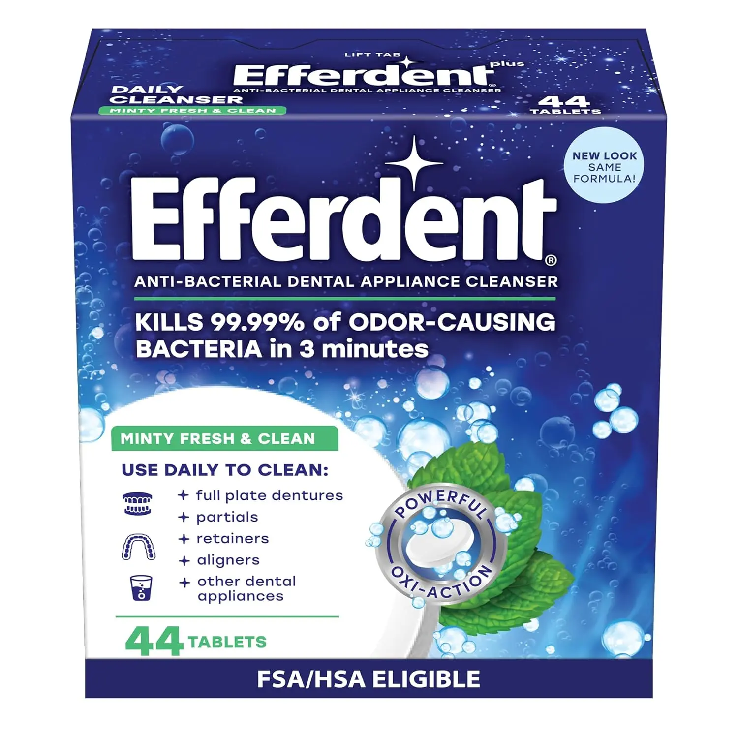 Efferdent Denture & Retainer Cleaner Tablets, 44 Count