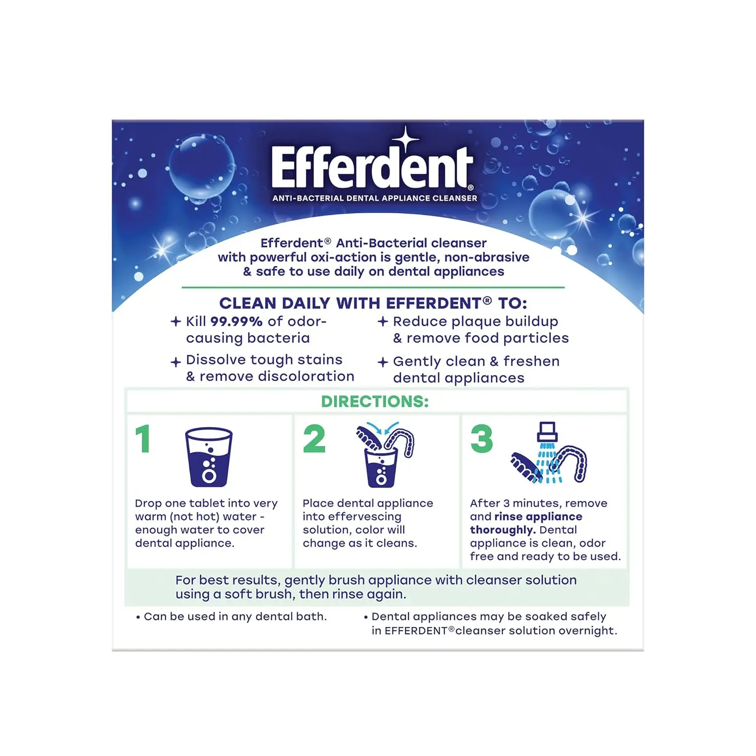 Efferdent Denture & Retainer Cleaner Tablets, 44 Count - Image 6