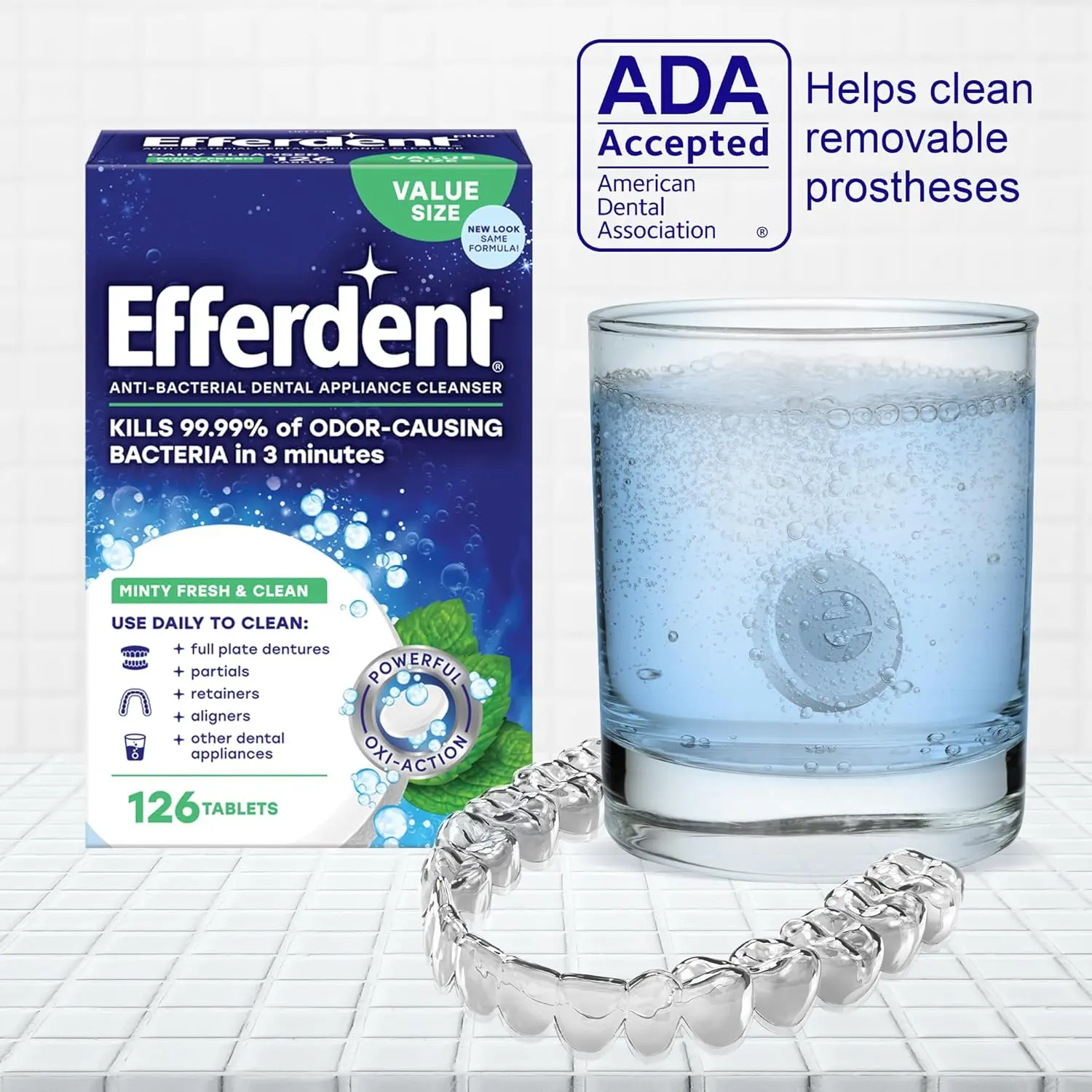 Efferdent Retainer Cleaner Tablets Minty Fresh 126 Count - Image 4