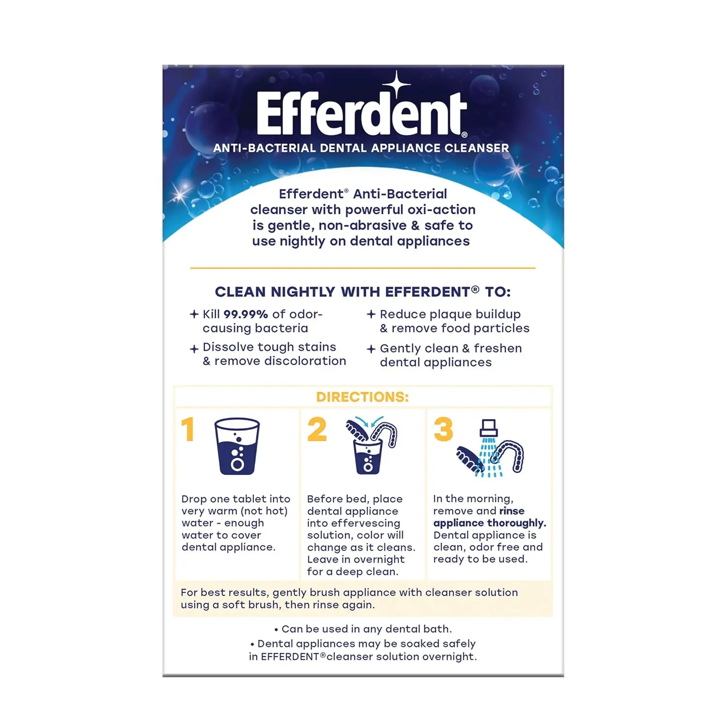Efferdent Retainer Cleaner Tablets, Overnight Whitening - Image 6