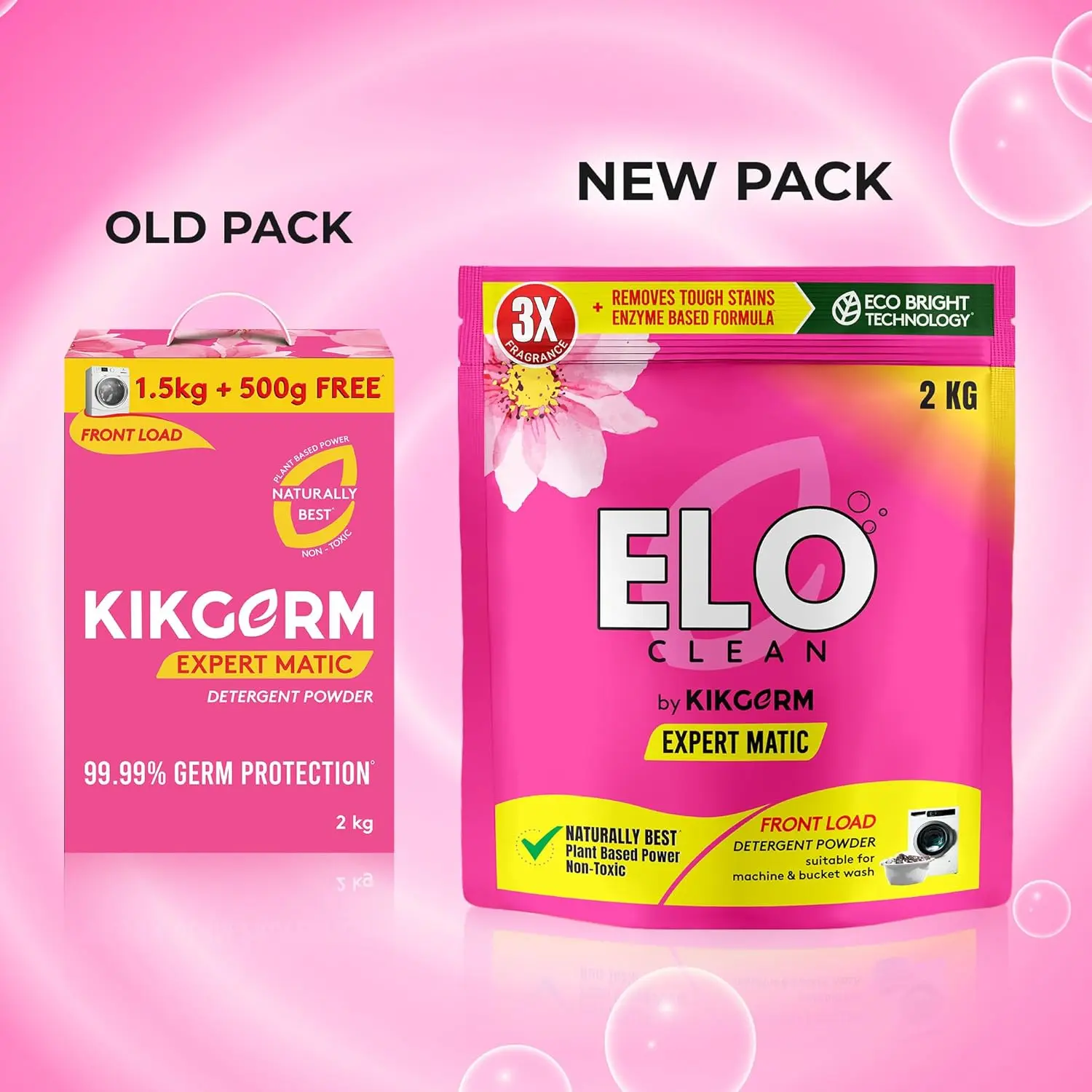 ELO Clean plant-based detergent powder effectively removes tough stains while being gentle on clothes and the environment.