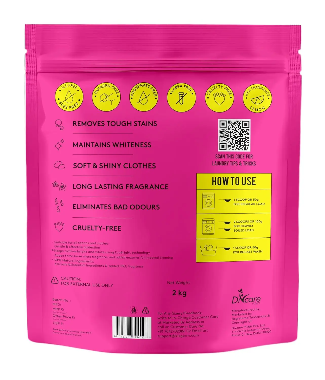 ELO Clean plant-based detergent powder effectively removes tough stains while being gentle on clothes and the environment.