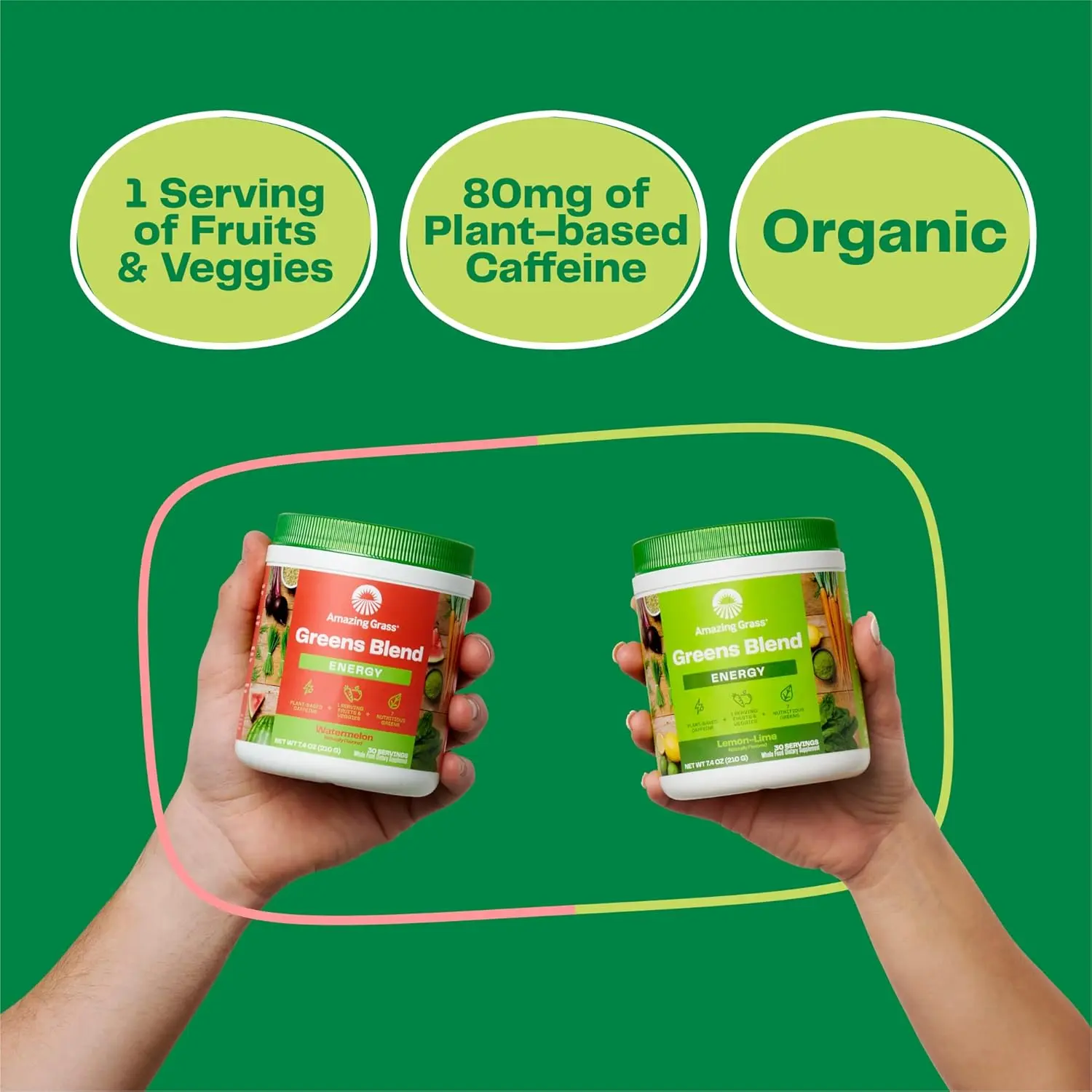 Amazing Grass Energy Lemon Lime Green Superfood powder is a green superfood supplement with Yerba Mate and Matcha for clarity and well-being, perfect for shakes, smoothies, water, or juices.