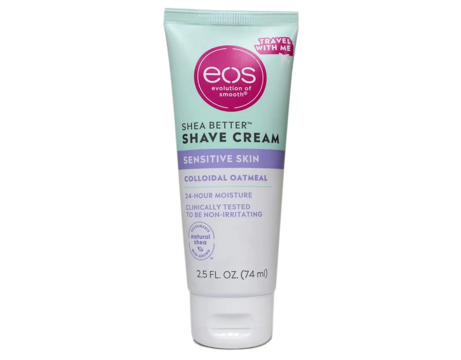 EOS shea butter shave cream with colloidal oatmeal is a clinically tested, hypoallergenic, fragrance-free lotion that soothes sensitive skin, perfect for shaving or in-shower use on the entire bikini area.