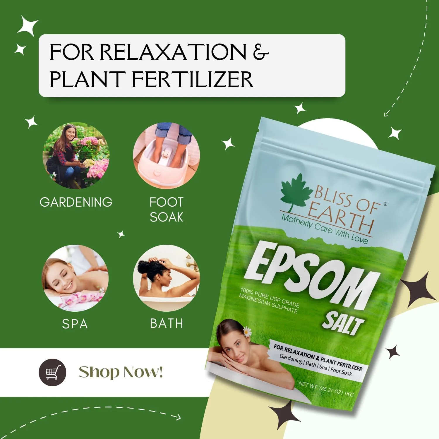 Epsom Salt for Bath, Foot Soak, Muscle Relief 1KG - Image 3