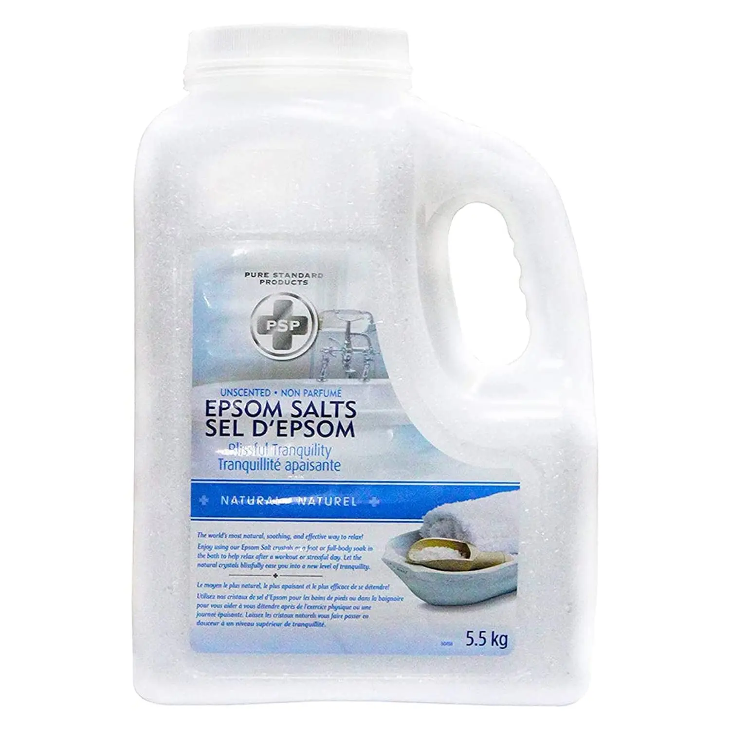 A 5.5KG bag of PSP unscented Epsom salt granules.