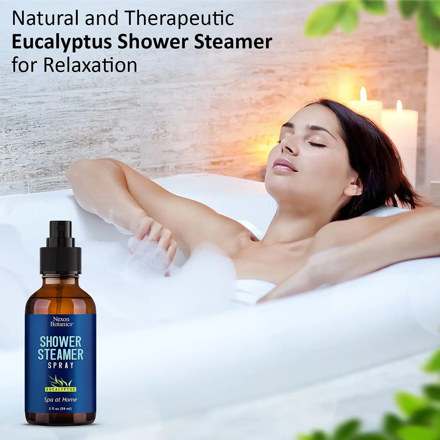 Nexon Botanics eucalyptus shower steamer spray provides an aromatherapy spa experience at home with its invigorating and refreshing natural fragrance.
