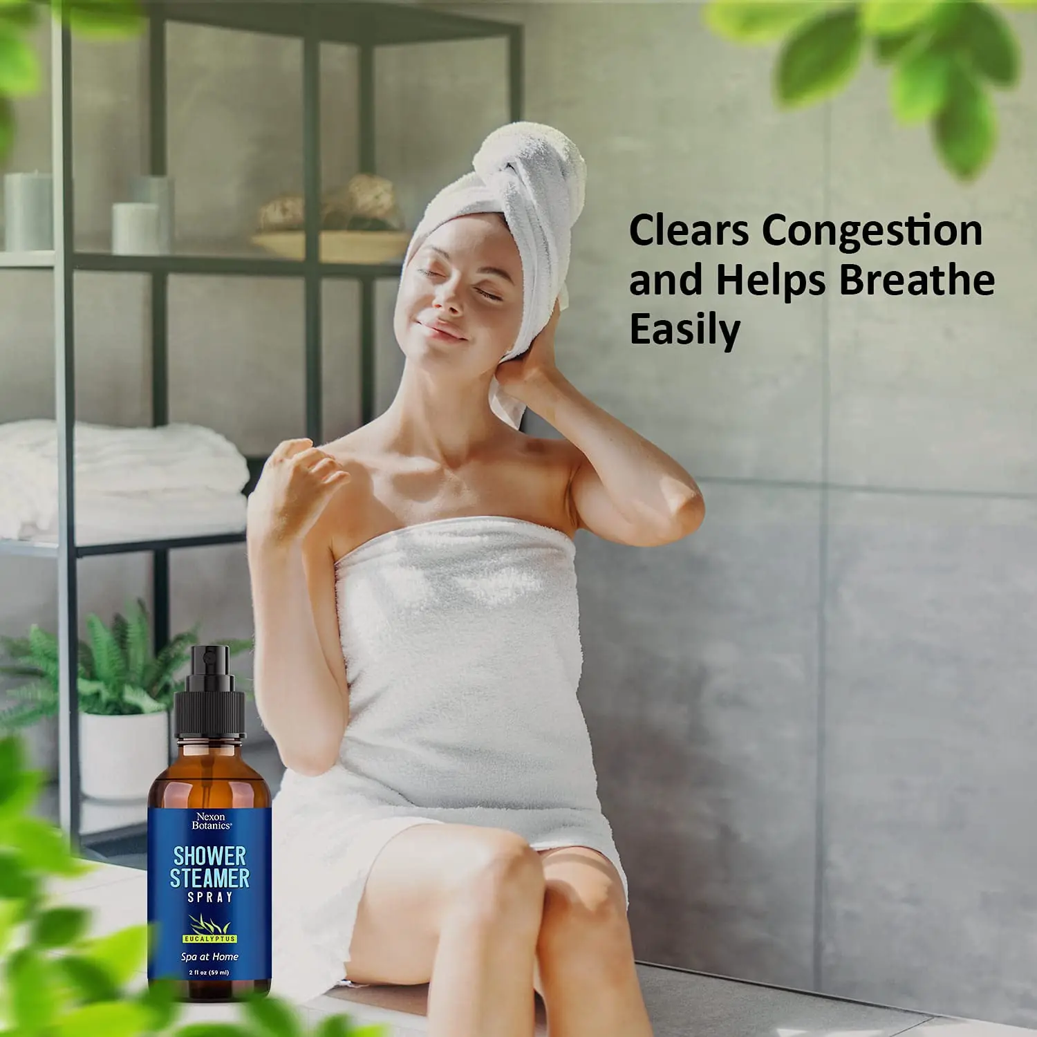 Nexon Botanics eucalyptus shower steamer spray provides an aromatherapy spa experience at home with its invigorating and refreshing natural fragrance.