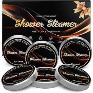 Six eucalyptus and mint shower steamers provide aromatherapy for stress relief and relaxation, perfect for men's self-care gifts.