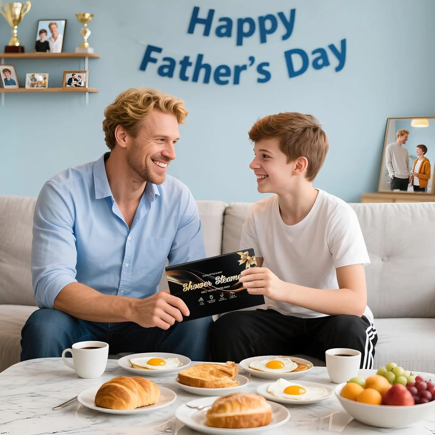 Six eucalyptus and mint shower steamers provide aromatherapy for stress relief and relaxation, perfect for men's self-care gifts.