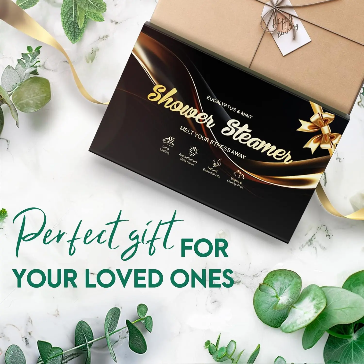 Six eucalyptus and mint shower steamers provide aromatherapy for stress relief and relaxation, perfect for men's self-care gifts.
