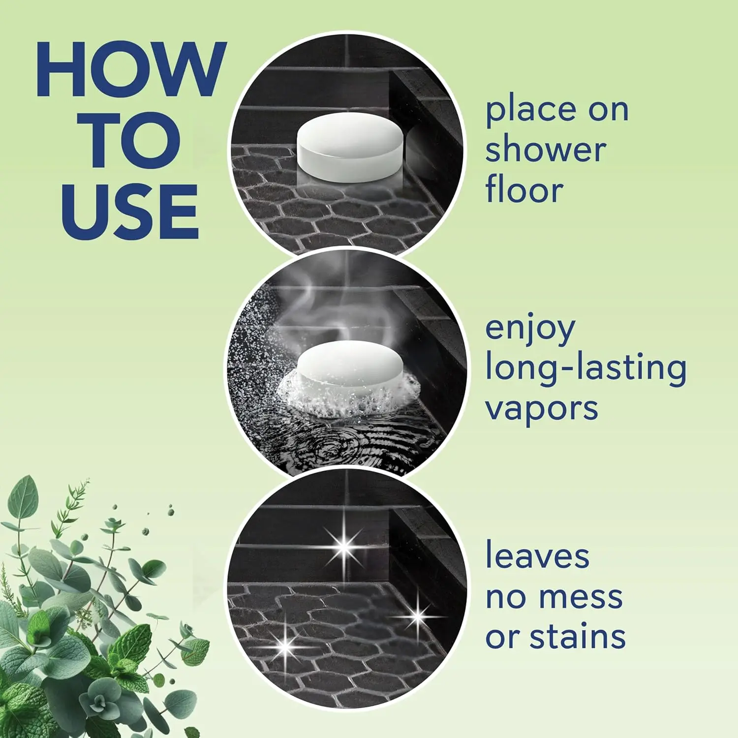 Enjoy a relaxing aromatherapy shower with these USA-made eucalyptus and mint shower steamers.