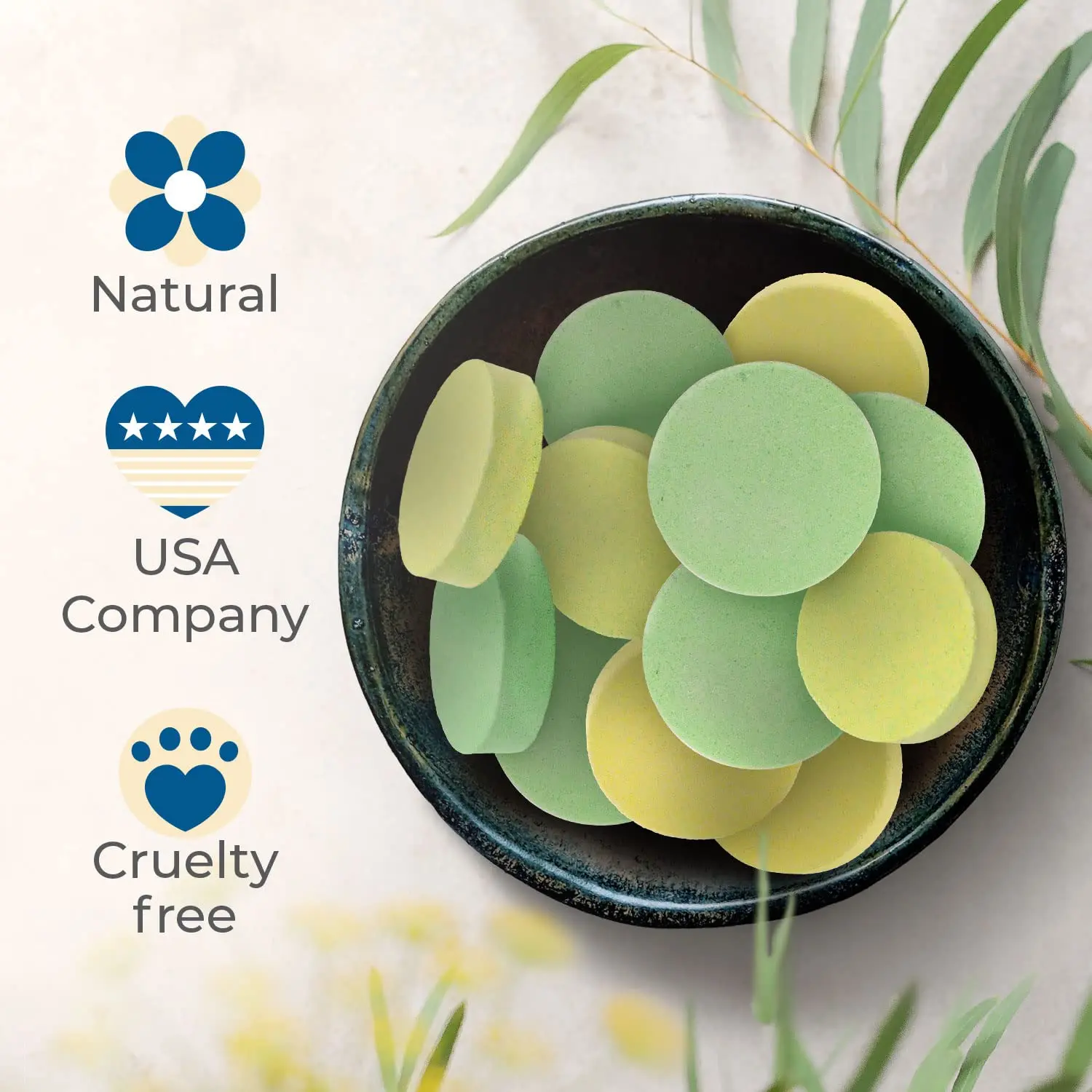 Rosca RO eucalyptus and mint shower steamers release aromatherapy fragrances, providing stress relief and relaxation in your shower.