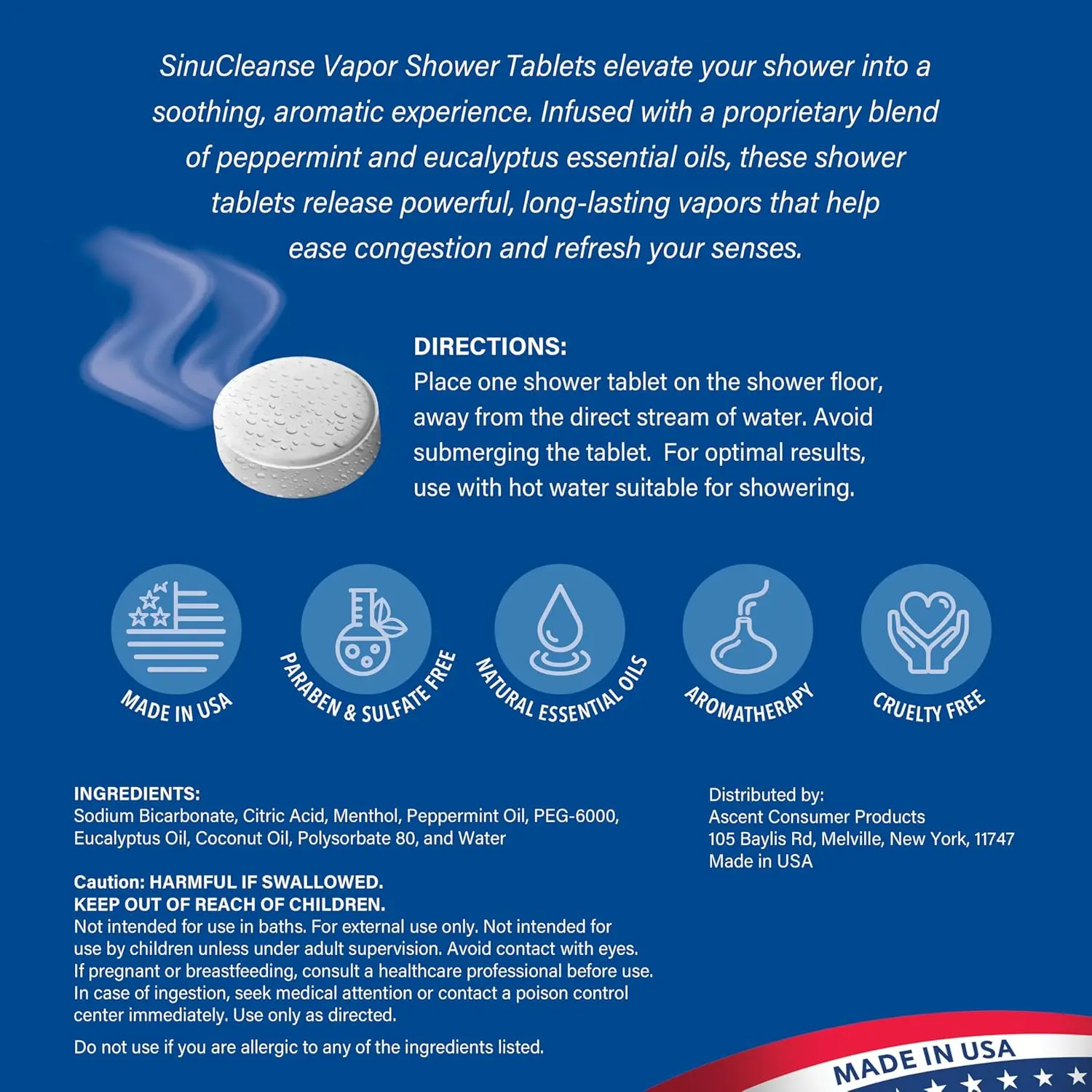 Enjoy a relaxing aromatherapy shower with these USA-made eucalyptus and mint shower steamers.