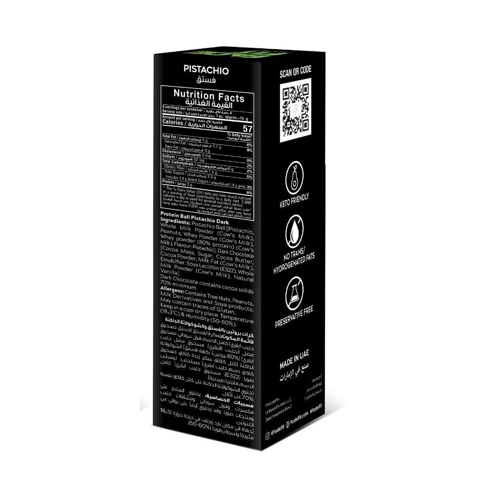 FADE FIT Pistachio Protein Balls - Natural Dark Chocolate - Image 2