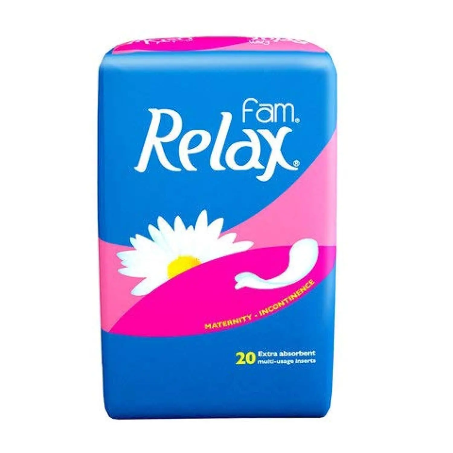 Fam Relax maternity sanitary pads with a soft, natural cotton feel and extra absorbent core to prevent leakage for all-day comfort.