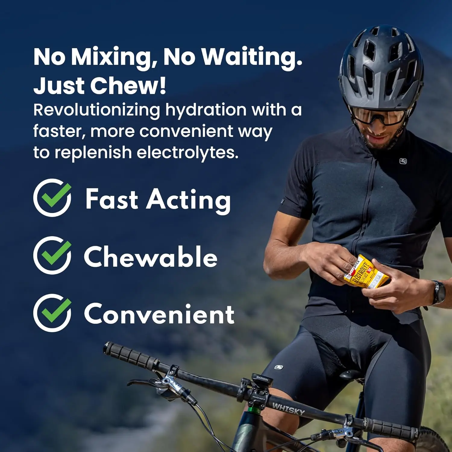 This image shows Fast Chews Peach, a sports supplement designed for hydration, anti-cramp support, and salt replenishment during cycling and other sports activities.