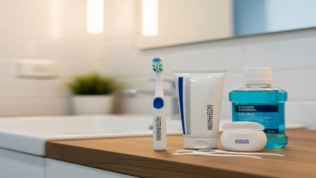 Smiling woman showcasing healthy teeth and gums after faster pharma dental care.