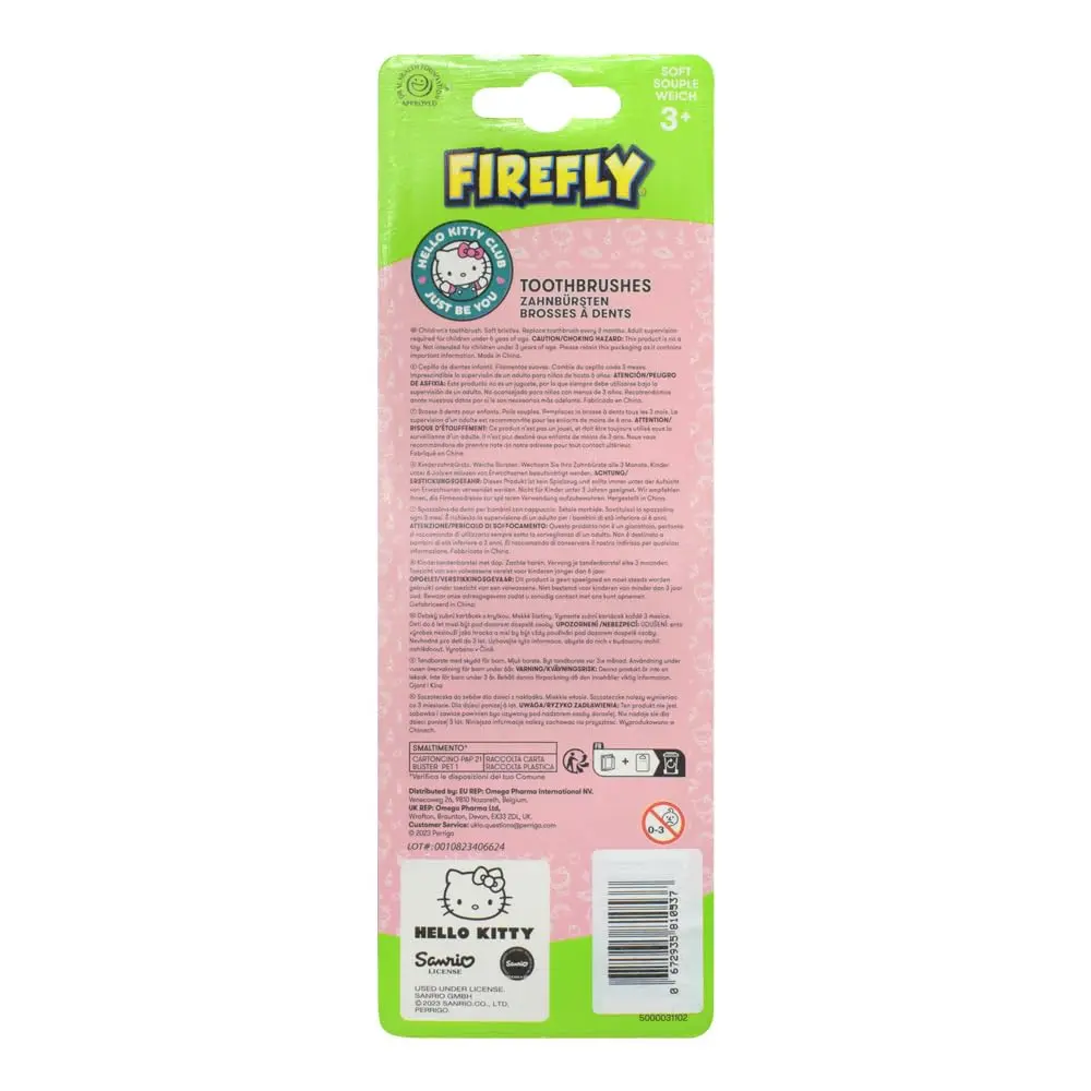 This is a 3-pack of Firefly kids' toothbrushes with soft bristles for gentle cleaning.