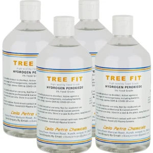 This pack of four 250ml bottles contains food grade hydrogen peroxide 3% w/w solution, ideal for disinfecting surfaces, deodorizing, modern farming, and home hygiene.