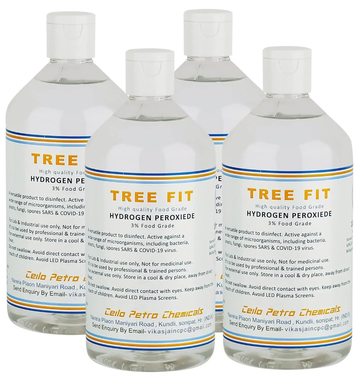 This pack of four 250ml bottles contains food grade hydrogen peroxide 3% w/w solution, ideal for disinfecting surfaces, deodorizing, modern farming, and home hygiene.