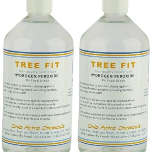 Two bottles of 3% food grade hydrogen peroxide disinfectant, safe for plants, surfaces, and food, killing germs and eliminating odors.