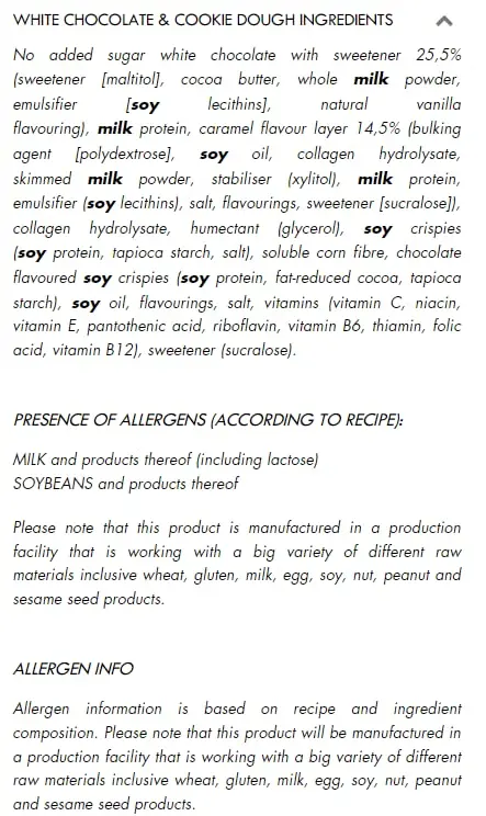 A box of FULFIL protein bars in white chocolate and cookie dough flavour, offering 20g of protein, 9 multivitamins and low sugar.