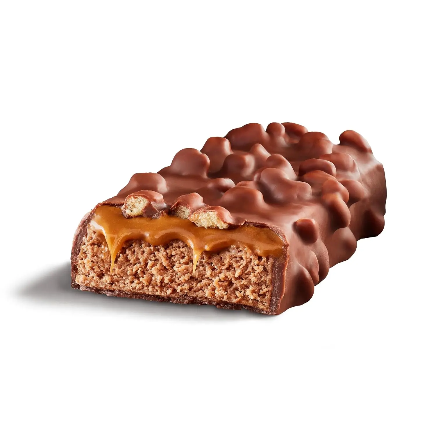 Indulge in a FULFIL Chocolate Salted Caramel protein bar packed with 15g of protein and vitamins, a delicious and gluten-free snack perfect for any time of day.