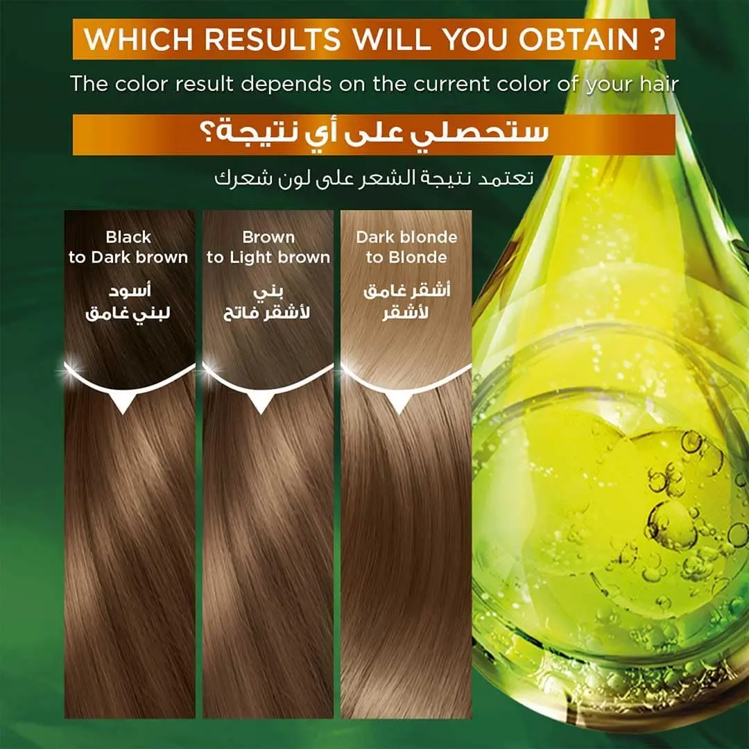 Garnier Color Naturals Crème 3 Dark Brown hair dye provides 100% grey coverage and long-lasting shiny, natural-looking color, enriched with olive, avocado, and shea oils for nourished hair.
