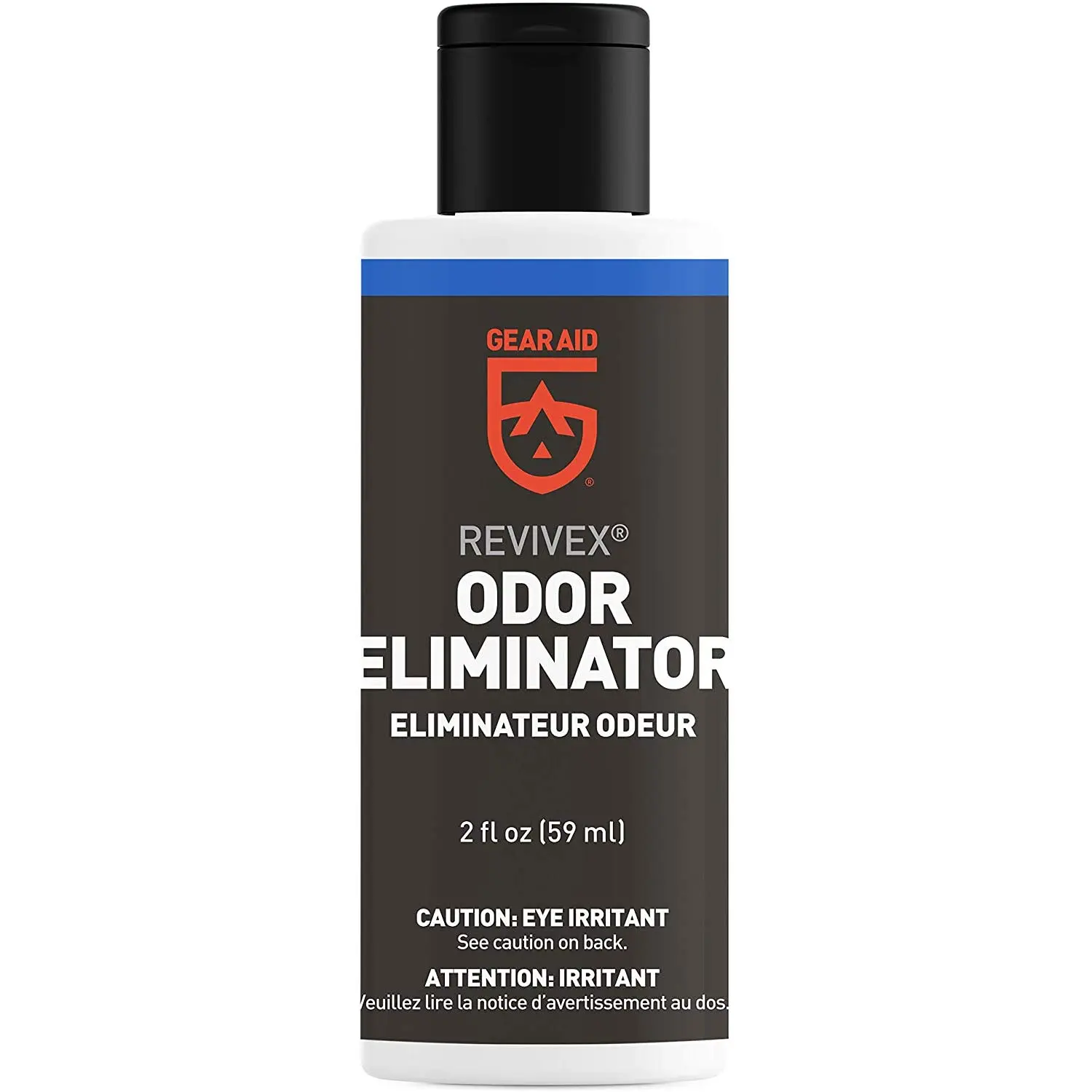 GEAR AID Revivex odor eliminator removes strong smells from tents, footwear, and athletic gear, leaving them fresh and clean.