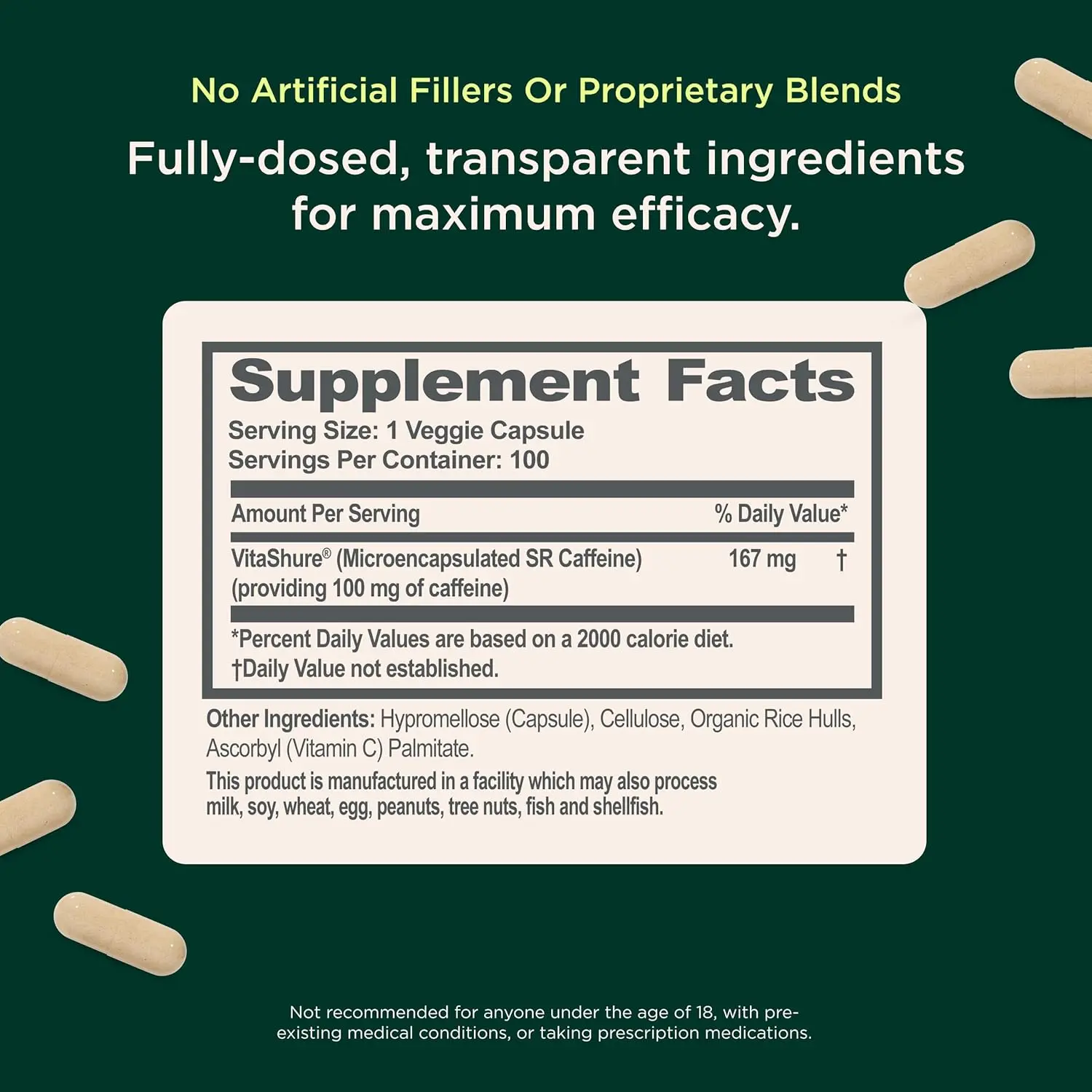 Genius Caffeine pills provide sustained-release energy and focus without jitters or a crash, thanks to its microencapsulated formula for enhanced performance and productivity.