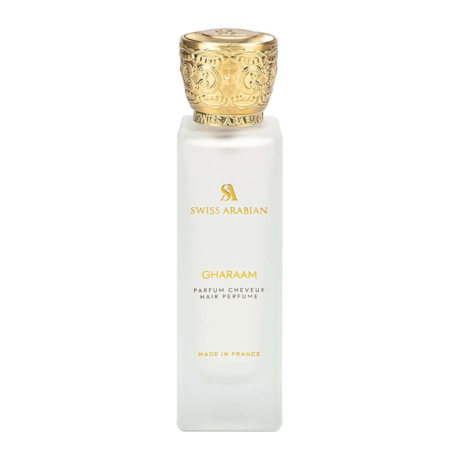 Swiss Arabian Gharaam hair mist, infused with the warm scent of amber, fresh jasmine, and rich cedarwood, provides a fragrant and woody aroma for your hair.