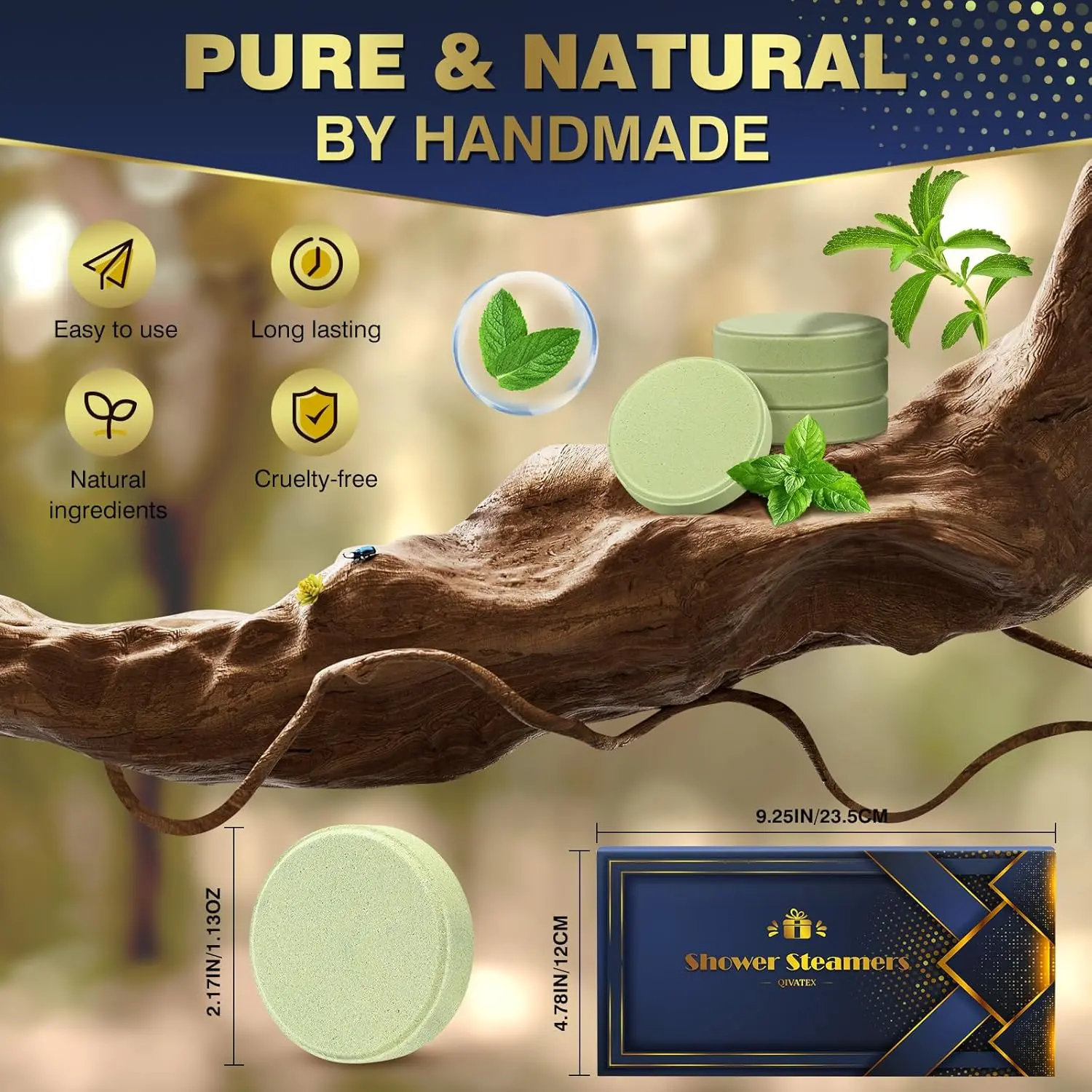 This aromatherapy shower bomb set for men includes eight shower steamers with cedar wood, sandalwood, eucalyptus, and peppermint scents, perfect for Christmas or birthday gifts to create a relaxing home spa experience.