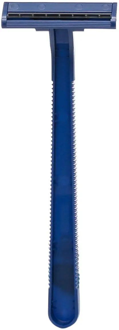 A package of ten Gillette 2 disposable razors featuring twin platinum-coated blades and a fixed head for a close, comfortable shave.