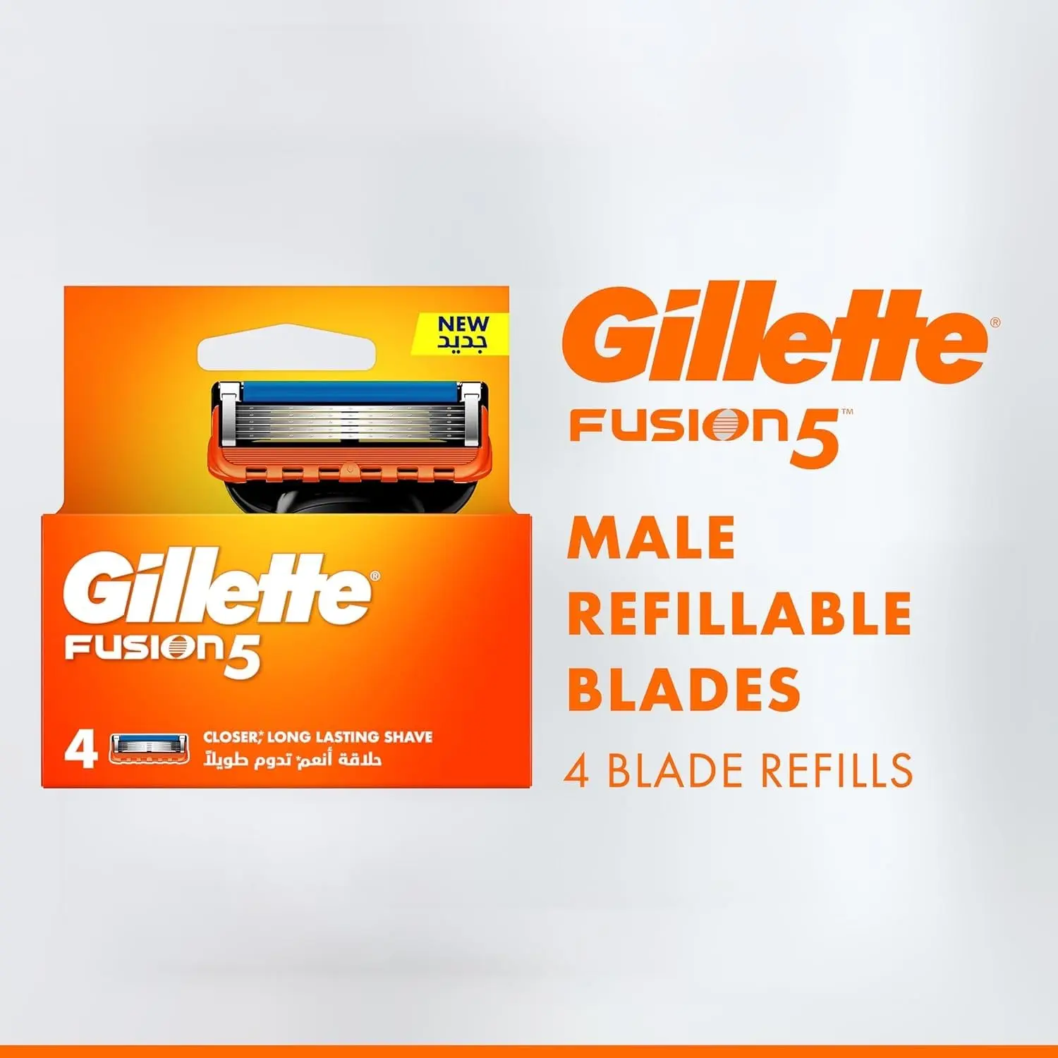 Four Gillette Fusion Power razor blade refills with five blades for a comfortable, close shave and precision trimmer for edging.