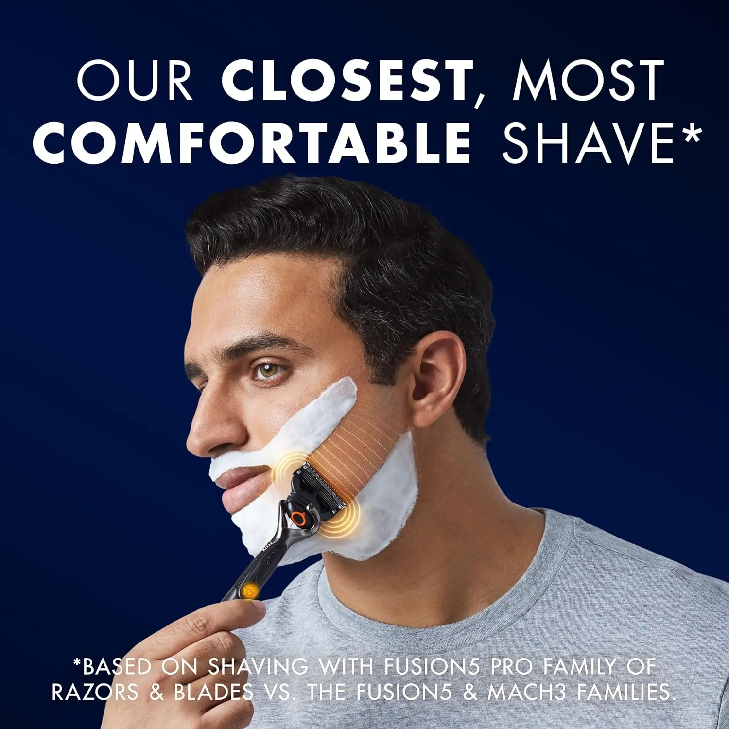 Gillette ProGlide5 Power Razor with Flexball technology, back edging blade, lubrication, and micropulsations for a smooth, comfortable shave lasting up to a month per blade.