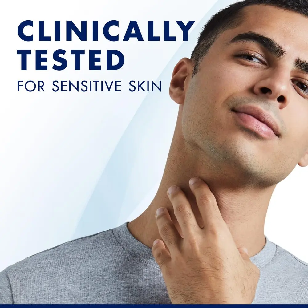 Eight Gillette Skinguard Sensitive blade refills featuring a unique guard to minimize skin contact and provide lubrication for sensitive skin.