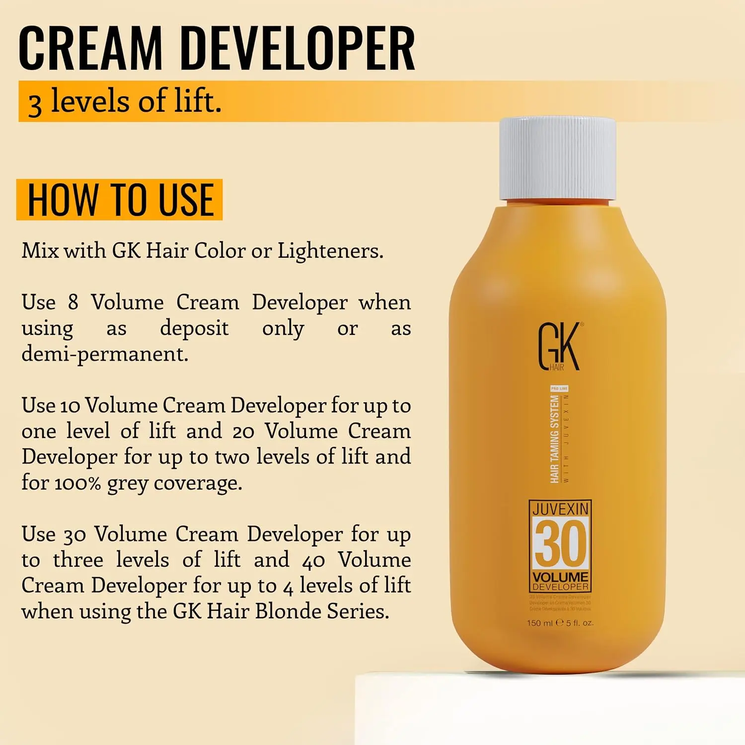 GK Hair 30 Volume Developer ensures long-lasting, vibrant hair color and effective bleaching with professional results, thanks to its moisture-balancing formula and non-drip consistency.