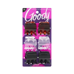 This six-pack of Goody claw clips in assorted colors features strong hinges for long-lasting style and a no-slip grip to keep your hair secure.