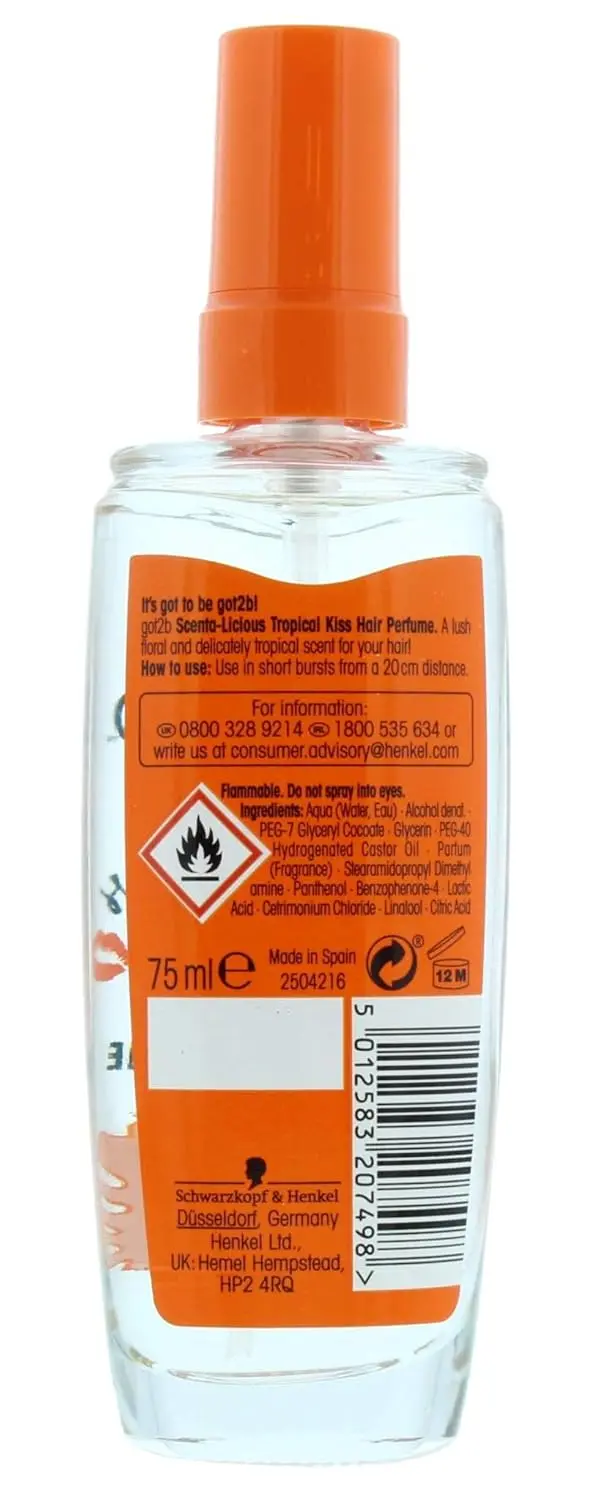 A 75ml bottle of Got2B Tropical Kiss Hair Perfume by Schwarzkopf.