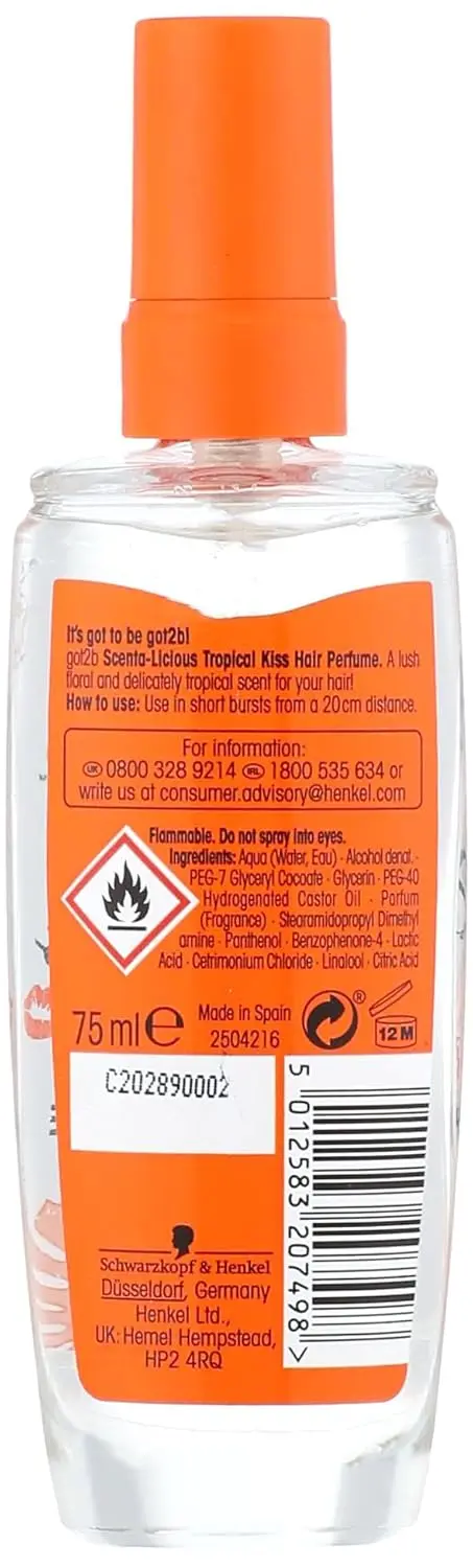 A 75ml bottle of Got2B Tropical Kiss Hair Perfume by Schwarzkopf.