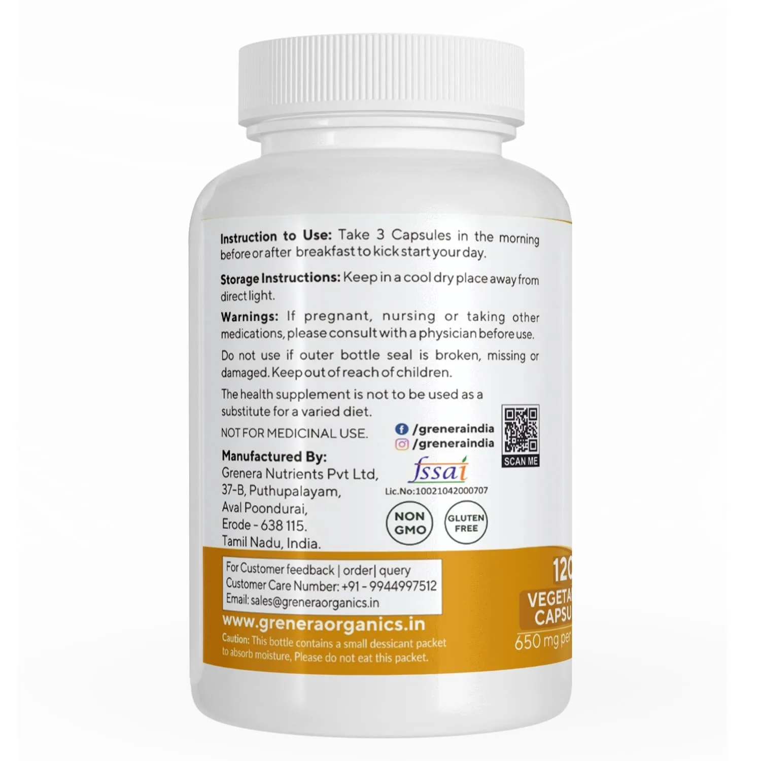 Grenera Turmeric Capsules - Curcumin with Black Pepper - Image 3