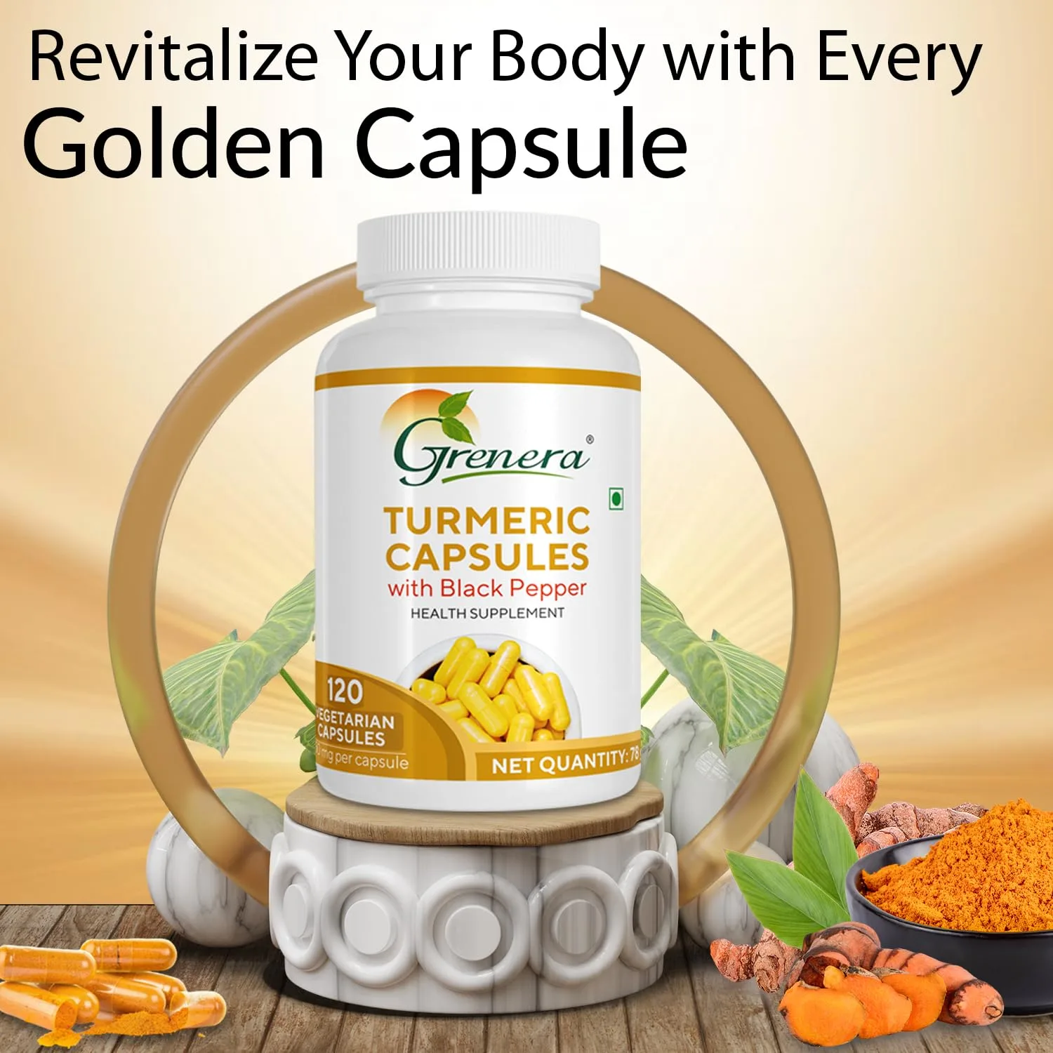 Grenera Turmeric Capsules - Curcumin with Black Pepper - Image 6